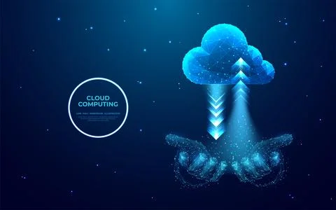 Cloud storage icon with arrows up and down on businessman hands Stock-Illustration