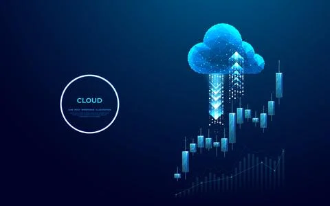 Cloud storage icon with arrows up and down and Japanese candlesticks Stock Illustration