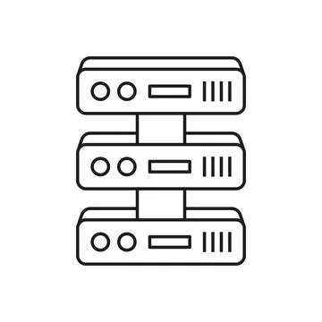 Cloud storage icon in flat outline stroke style. Server database vector ill.. Stock Illustration