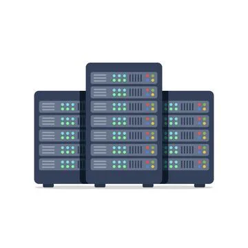 Cloud storage icon in flat style. Server database vector illustration on is.. Stock Illustration