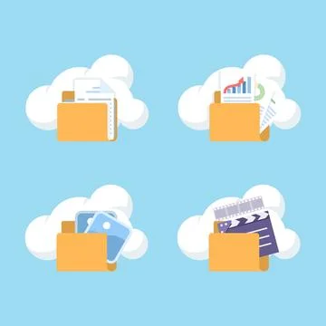 Cloud storage icon illustration representing digital file organization Illustrazione stock