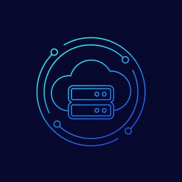 Cloud storage icon, linear design Stock Illustration