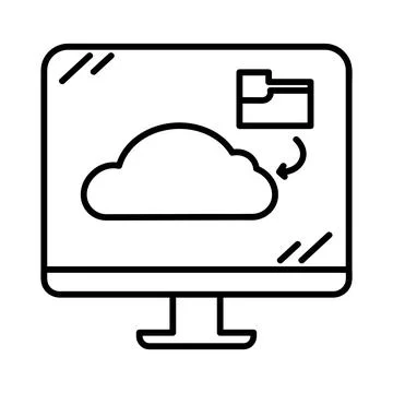 Cloud storage icon. Pictogram for backup in the device screen. Isolated on wh Stock Illustration