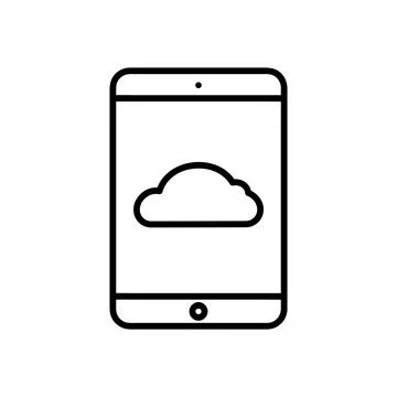 Cloud storage icon. Pictogram for backup in the device screen. Isolated on wh Stock Illustration