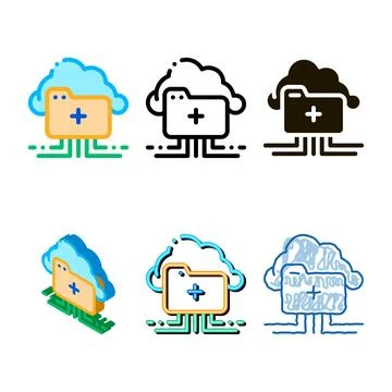 Cloud storage icon styles vector outline 库存插图