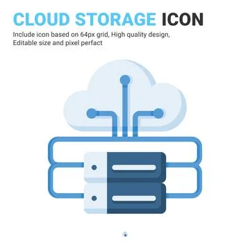 Cloud storage icon vector with flat color style isolated on white background Illustrazione stock