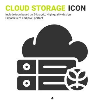 Cloud storage icon vector with glyph style isolated on white background Stockillustratie