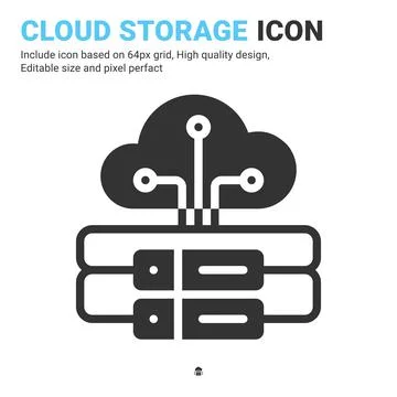 Cloud storage icon vector with glyph style isolated on white background イラスト素材