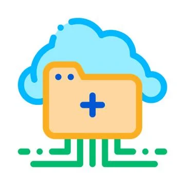 Cloud Storage Icon Vector Outline Illustration Illustrazione stock