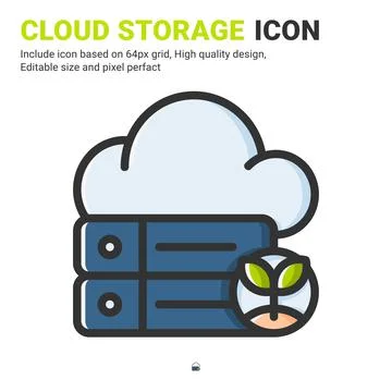 Cloud storage icon vector with outline color style isolated on white background 스톡 일러스트