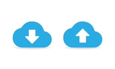 Cloud storage icons. Cloud download and upload files Vector EPS 10 Stock Illustration