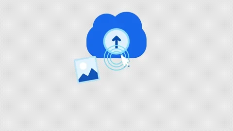 Cloud storage icons for file uploading on black background Stock Footage 345654161