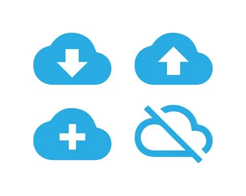 Cloud storage icons set. Upload and download symbol. Vector illustration EPS1 Stock Illustration