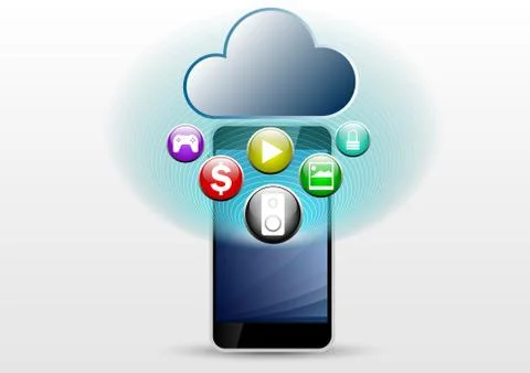 Cloud storage illustration mobile phone Stock Illustration