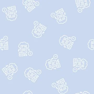 Cloud storage incident line seamless pattern Stock Illustration