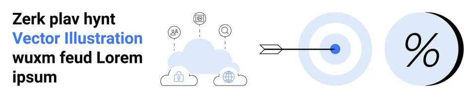 Cloud Storage, Innovation, Target Achievement, and Percentage Graph Concepts Stock Illustration
