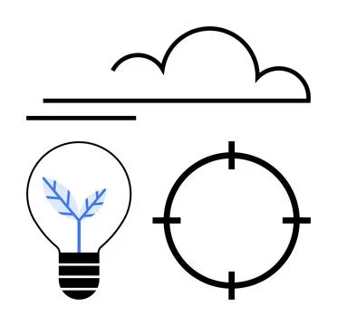 Cloud storage with innovative ideas and target achievements 库存插图
