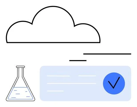 Cloud storage integration and scientific research represented by cloud, fla.. Stock Illustration