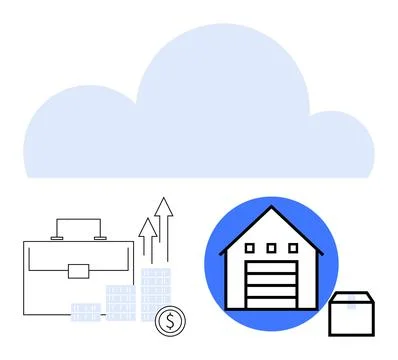 Cloud Storage Integration for Business Growth and Inventory Management Solu.. Stock Illustration