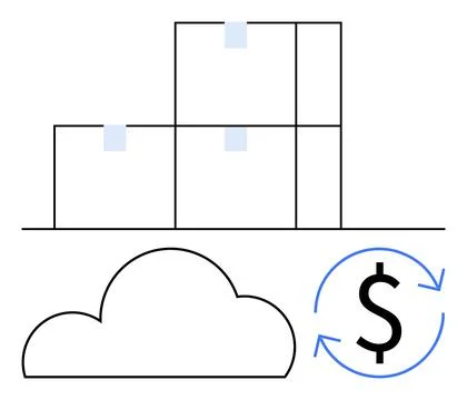 Cloud Storage Integration Enhancing Efficient Logistics with Cost Savings Stock Illustration