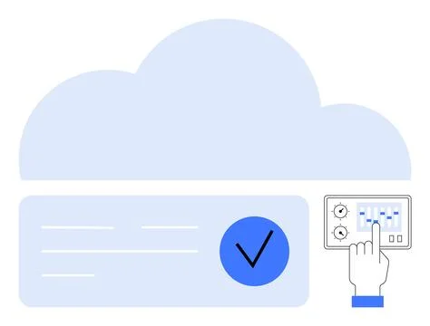 Cloud Storage Interface with User Interaction and Data Management Indicators Stock Illustration