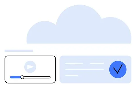 Cloud Storage Interface with Video Playback and Security Features Highlighted 스톡 일러스트