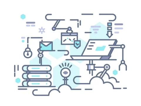 Cloud storage on internet Stock Illustration