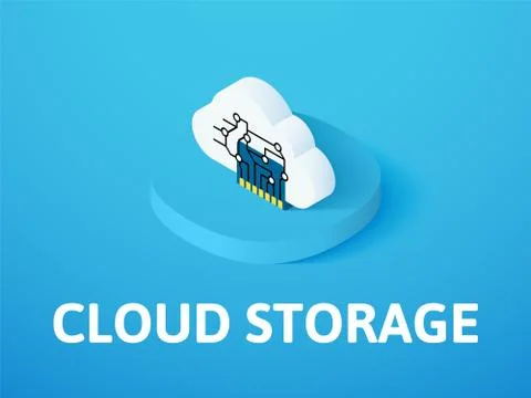 Cloud storage isometric icon, isolated on color background Stock Illustration