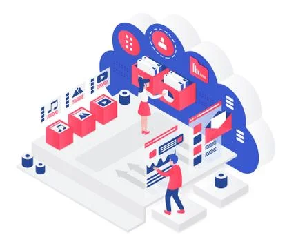 Cloud storage isometric vector illustration Illustrazione stock