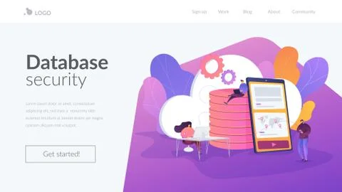 Cloud storage landing page template. Stock Illustration