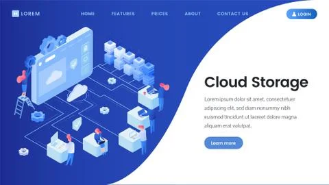 Cloud storage landing page vector template Stock-Illustration