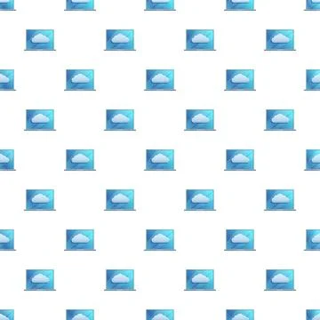 Cloud storage on laptop screen seamless pattern Stock Illustration