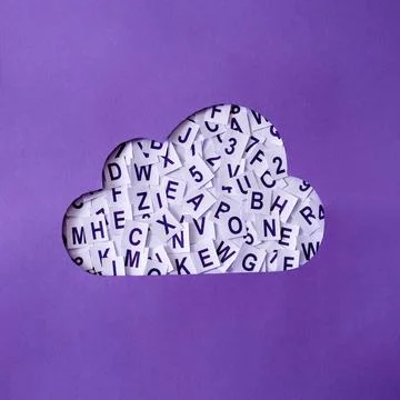 Cloud storage with letters and numbers concept of global data storage Stock-Fotos