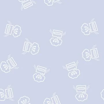 Cloud storage library education line seamless pattern Stock Illustration