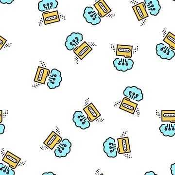 Cloud storage library education vector seamless pattern Illustrazione stock