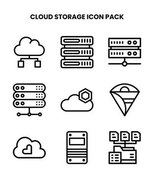 Cloud Storage Line Bundle Icons Pack イラスト素材