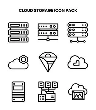 Cloud Storage Line Collection Icons Pack 库存插图