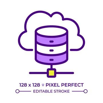 Cloud storage line color icon Stock Illustration