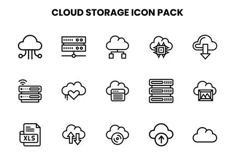 Cloud Storage Line Design Icons Pack イラスト素材