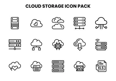 Cloud Storage Line Design Icons Pack イラスト素材