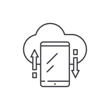 Cloud storage line icon concept. Cloud storage vector linear illustration Stockillustratie