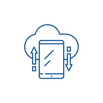 Cloud storage line icon concept. Cloud storage flat vector symbol, sign, outline 스톡 일러스트