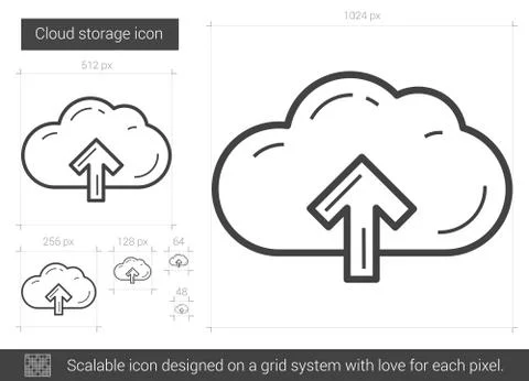 Cloud storage line icon Illustrazione stock