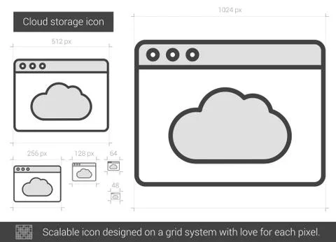 Cloud storage line icon Illustrazione stock
