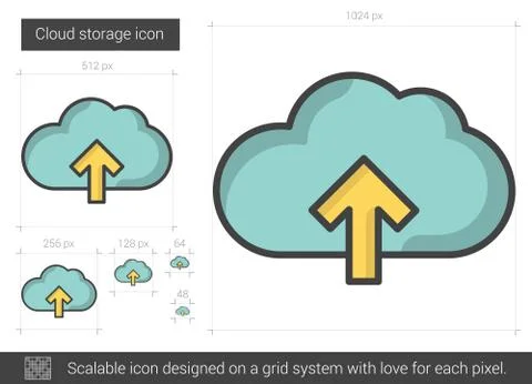 Cloud storage line icon Illustrazione stock