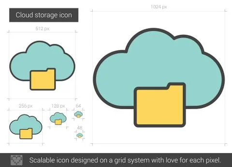 Cloud storage line icon Illustrazione stock