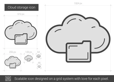 Cloud storage line icon Illustrazione stock