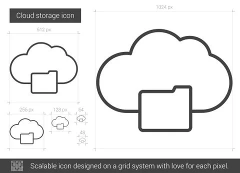 Cloud storage line icon. Illustrazione stock
