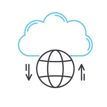 Cloud storage line icon, outline symbol, vector illustration, concept sign イラスト素材