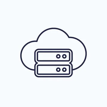 Cloud storage line icon on white イラスト素材